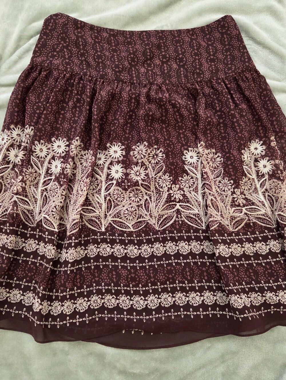 Bandolino Women's Burgundy Floral Embroidered Skirt
